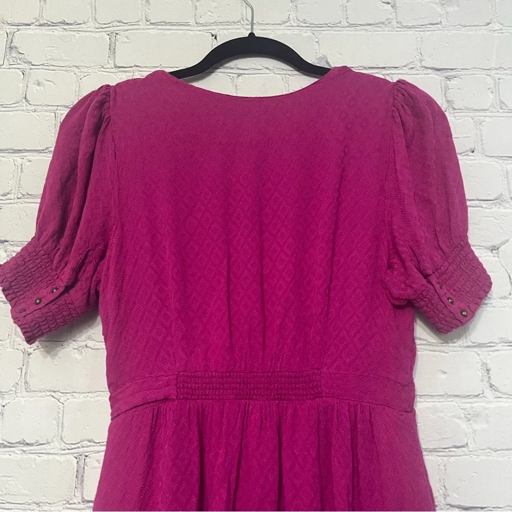 Maeve Anthropologie Breanna Wrap Silhouette Midi Dress Pink Size 8 Barbie - Picture 4 of 13